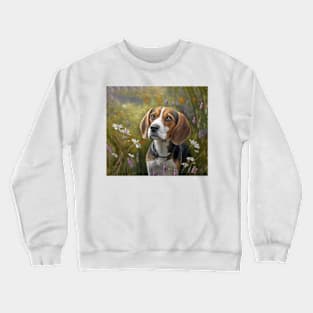 Beagle Dog in a Flower Garden Crewneck Sweatshirt